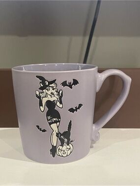 ✨Lavender Pin-Up Witch Ceramic Coffee Mug with Halloween Motif✨